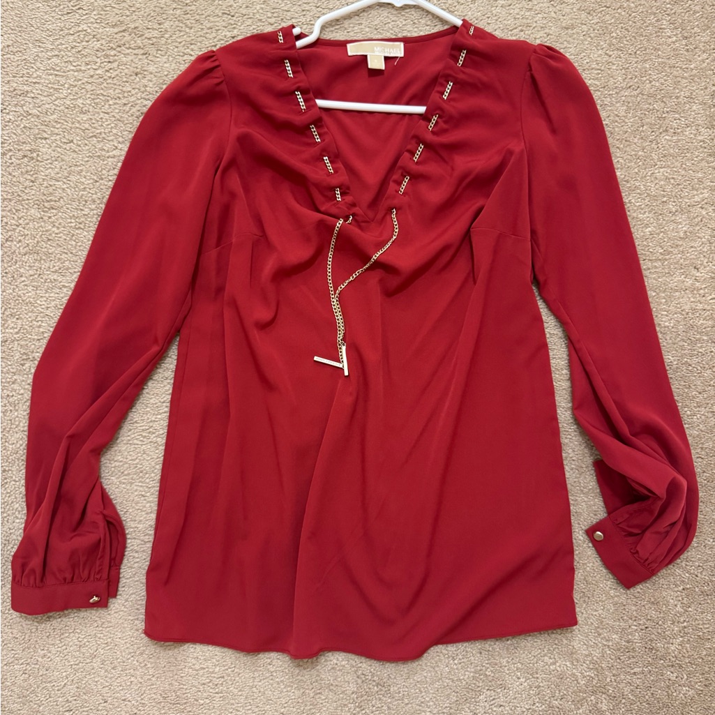 Michael Kors Red Blouse With Gold Accents